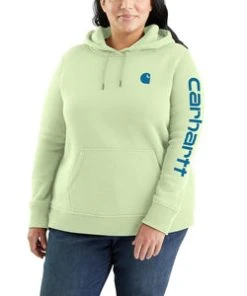 'Carhartt' Women's Clarksburg Logo Sleeve Graphic Hoodie - Hint Of Lime