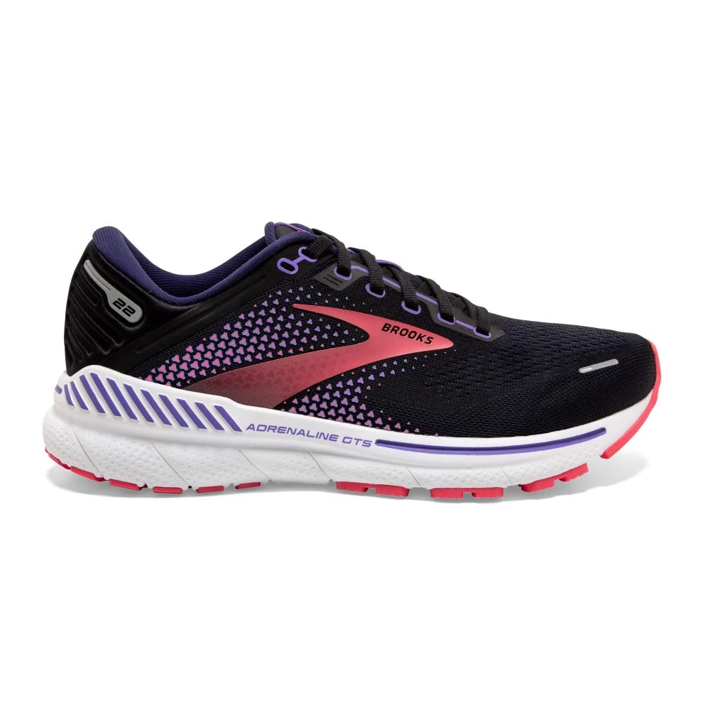 'Brooks' Women's Adrenaline GTS 22 - Black / Purple / Coral 3 'Brooks' Women's Adrenaline GTS 22 - Black / Purple / Coral