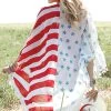 'Cruel' Women's Patriotic Flag Print Kimono - White