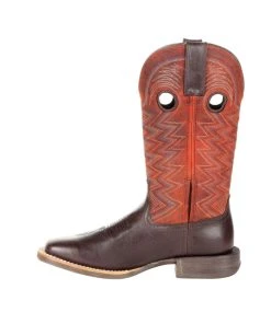 'Durango' Women's 12" Rebel Pro Western Square Toe - Chestnut / Crimson -Carhartt-shop DRD0355 instep profile 1024x1024@2x