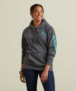 'Ariat' Women's Ariat Logo Hoodie - Charcoal Heather