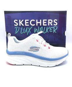 'Skechers' Women's D'Lux Walker-Fresh Finesse - White / Pink / Blue