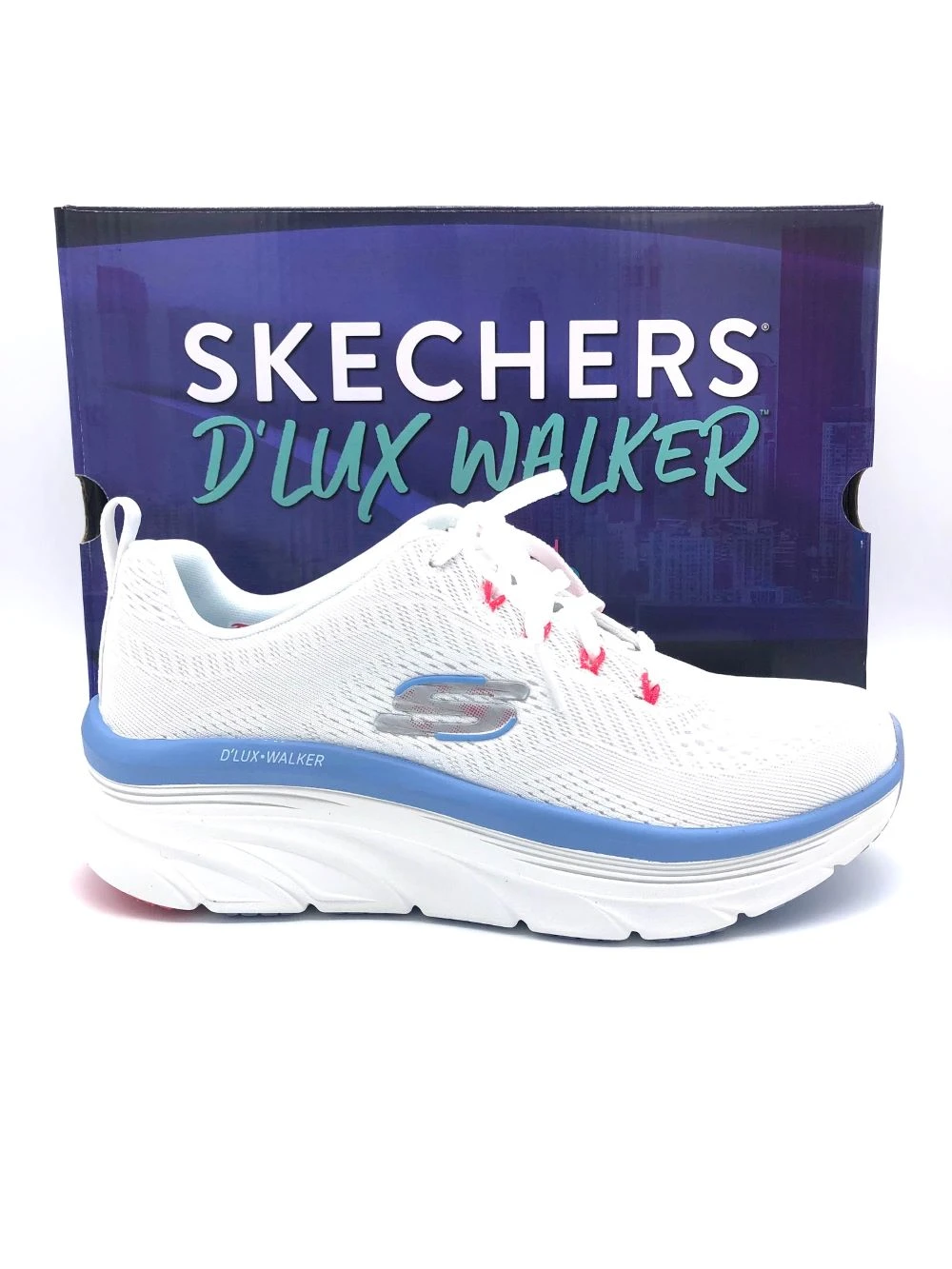 'Skechers' Women's D'Lux Walker-Fresh Finesse - White / Pink / Blue 3 'Skechers' Women's D'Lux Walker-Fresh Finesse - White / Pink / Blue