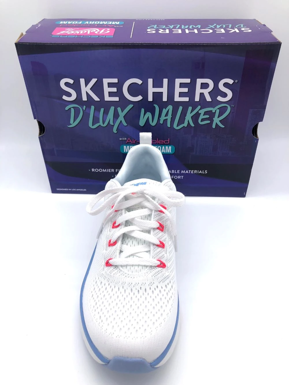 'Skechers' Women's D'Lux Walker-Fresh Finesse - White / Pink / Blue 4 'Skechers' Women's D'Lux Walker-Fresh Finesse - White / Pink / Blue - Image 2