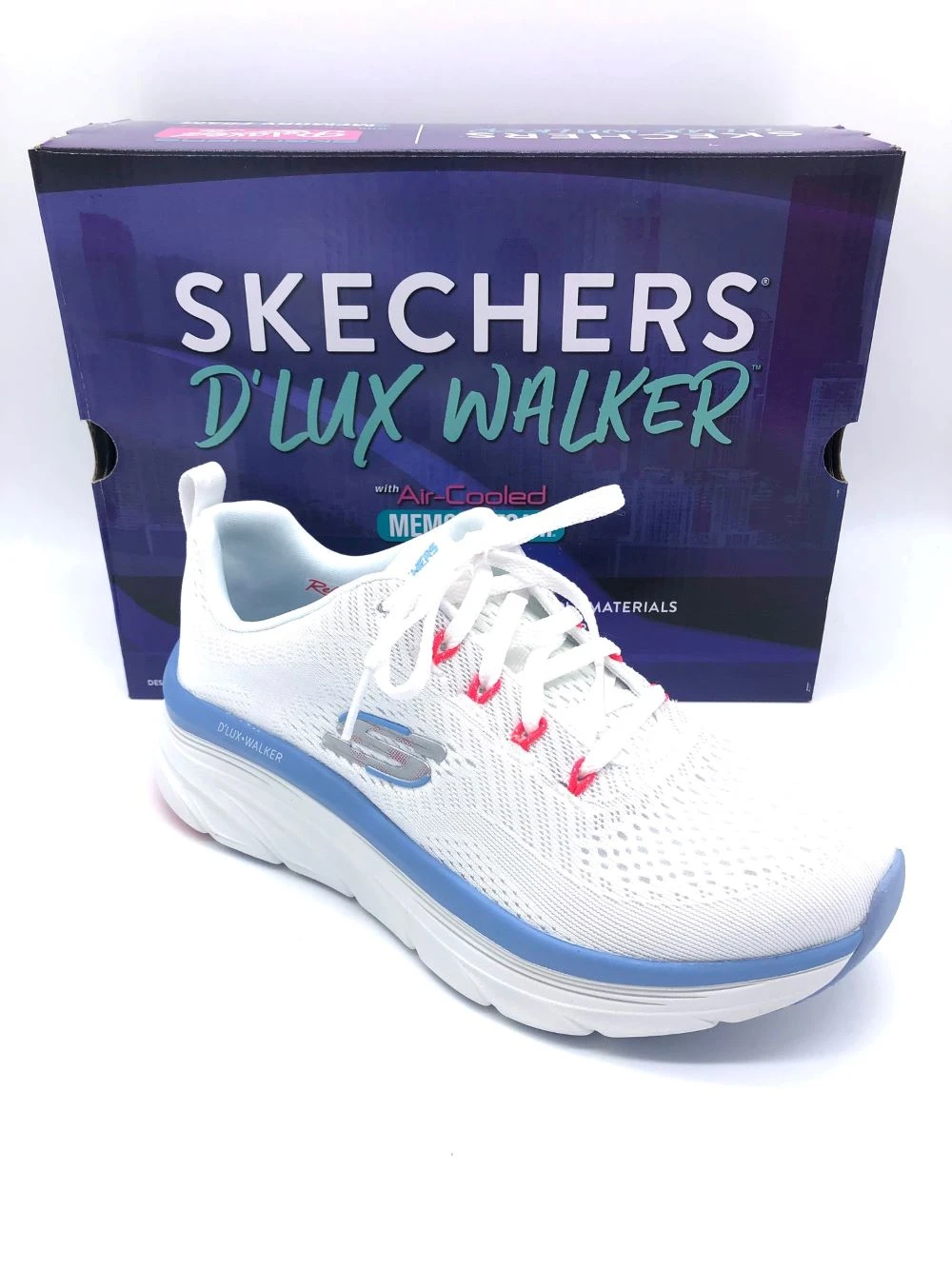 'Skechers' Women's D'Lux Walker-Fresh Finesse - White / Pink / Blue 7 'Skechers' Women's D'Lux Walker-Fresh Finesse - White / Pink / Blue - Image 5