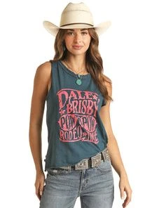 Panhandle Slim 'Rock & Roll' Women's Dale Brisby Graphic Tank - Navy