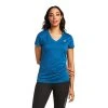 'Ariat' Women's Laguna Short Sleeve Base Layer Tee - Blue Opal -Carhartt-shop S22 WMS WEST 10039401 front 300x300