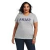 'Ariat' Women's Tribal Lore Short Sleeve T-Shirt - Heather Grey -Carhartt-shop S22 WMS WEST 10040535 front plus 300x300