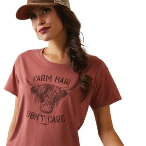 'Ariat' Women's Farm Hair T Shirt - Red Clay Heather 3 'Ariat' Women's Farm Hair T Shirt - Red Clay Heather