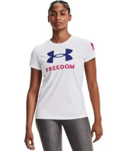 'Under Armour' Women's Freedom Logo T-Shirt - White / Red